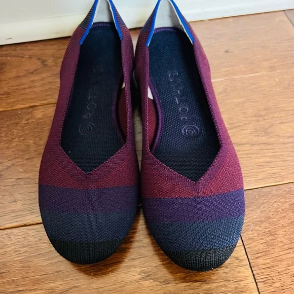 Rothy's 7.5 Stylish Women's Burgundy and Black Flats - Picture 2 of 5